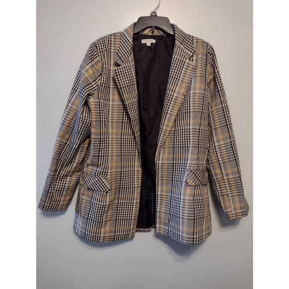 Ophelia Roe Women's Size XL Tan Black Plaid Blazer Sportcoat - Picture 1 of 4